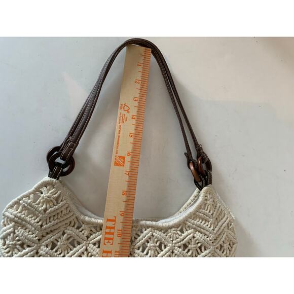 macrame crochet beaded boho shoulder bag purse 60s 70s - Picture 8 of 9